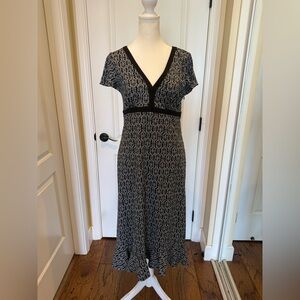 LOFT Black and White V-Neck Maxi Dress